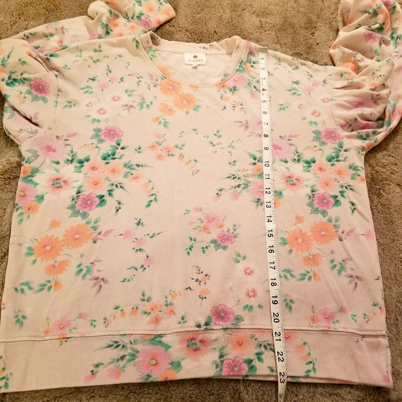SUNDRY by Anthropologie floral pleated sweatshirt + floral pocket Jogger size 2 - Picture 15 of 16